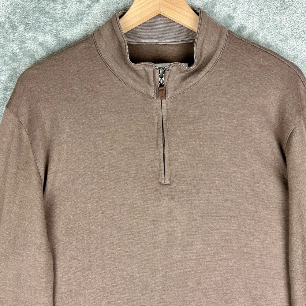 Mizzen Main 1/4 Zip Pullover Mens XL Brown Trim Fit Mock Neck Sweater - Picture 4 of 14